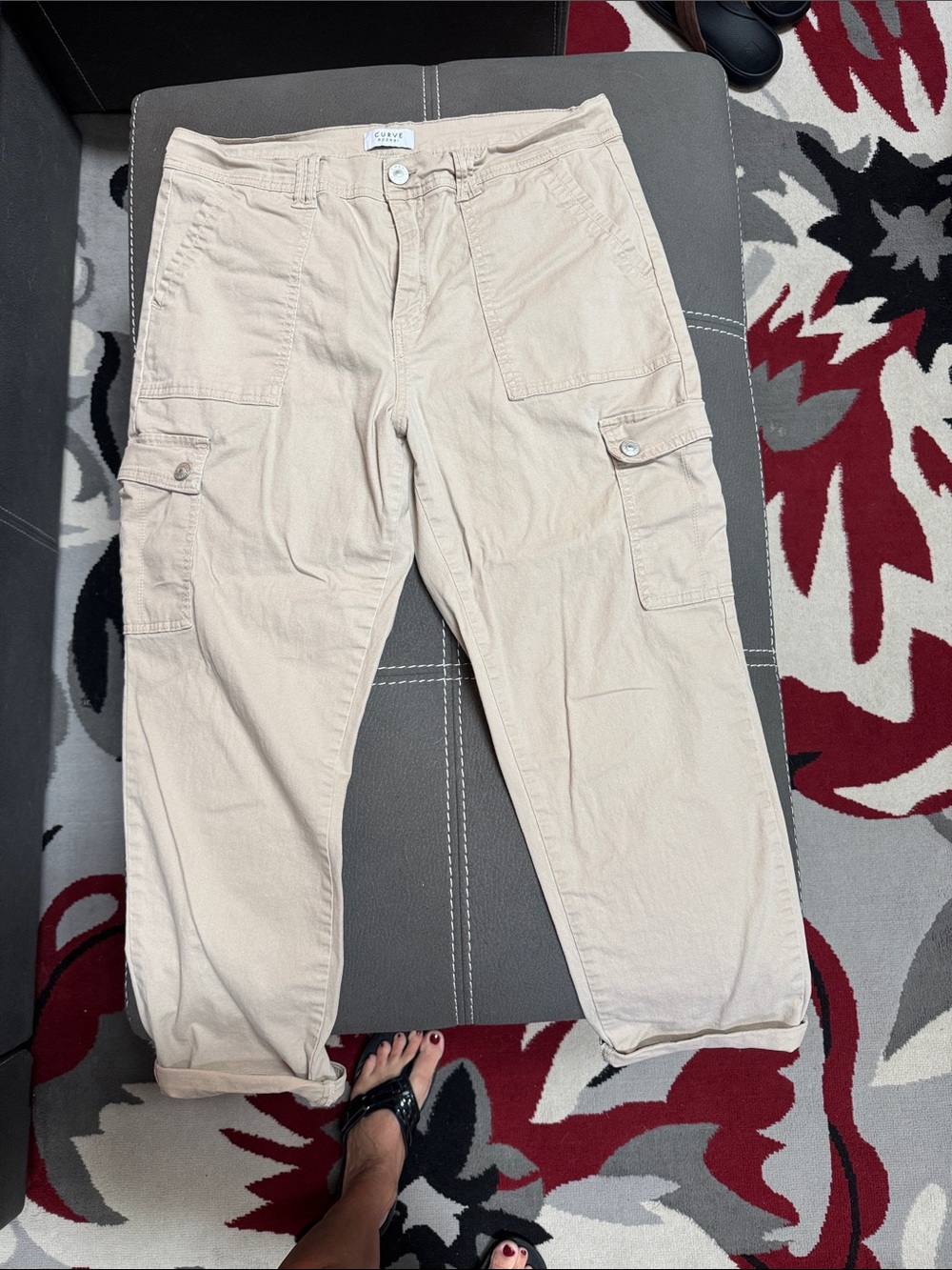 Light Beige Cargo Ankle Pants - Women's Casual Utility Style
